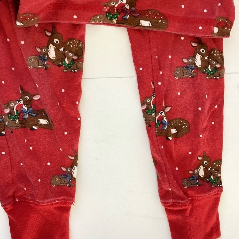Mini Boden Christmas Pajama Set Sz 8 Red  Reindeer Santa Lounge - Picture 3 of 5